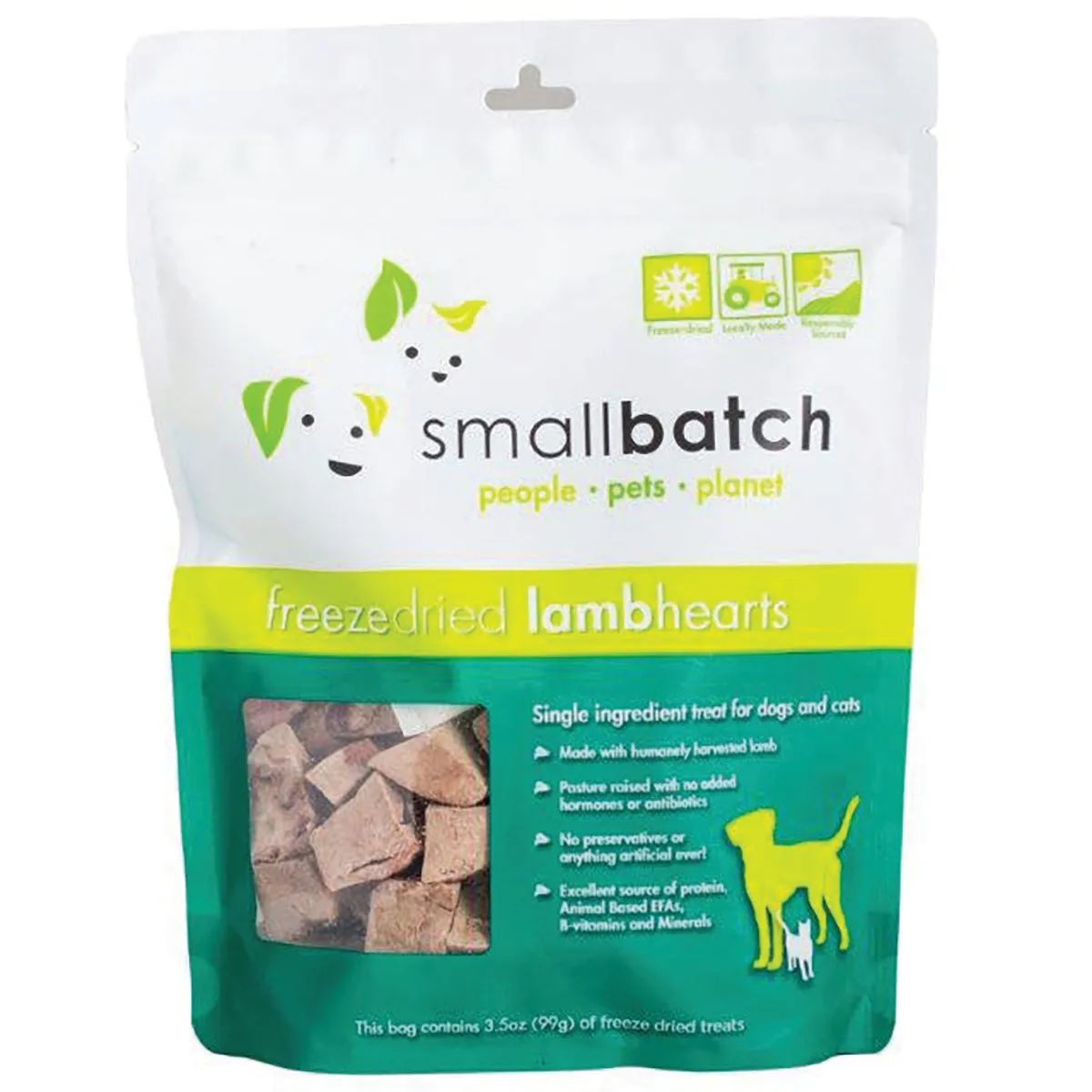 SmallBatch Freeze-Dried Lamb Heart Dog & Cat Treats - 3.5oz crunchy cat treats, grain free cat treats