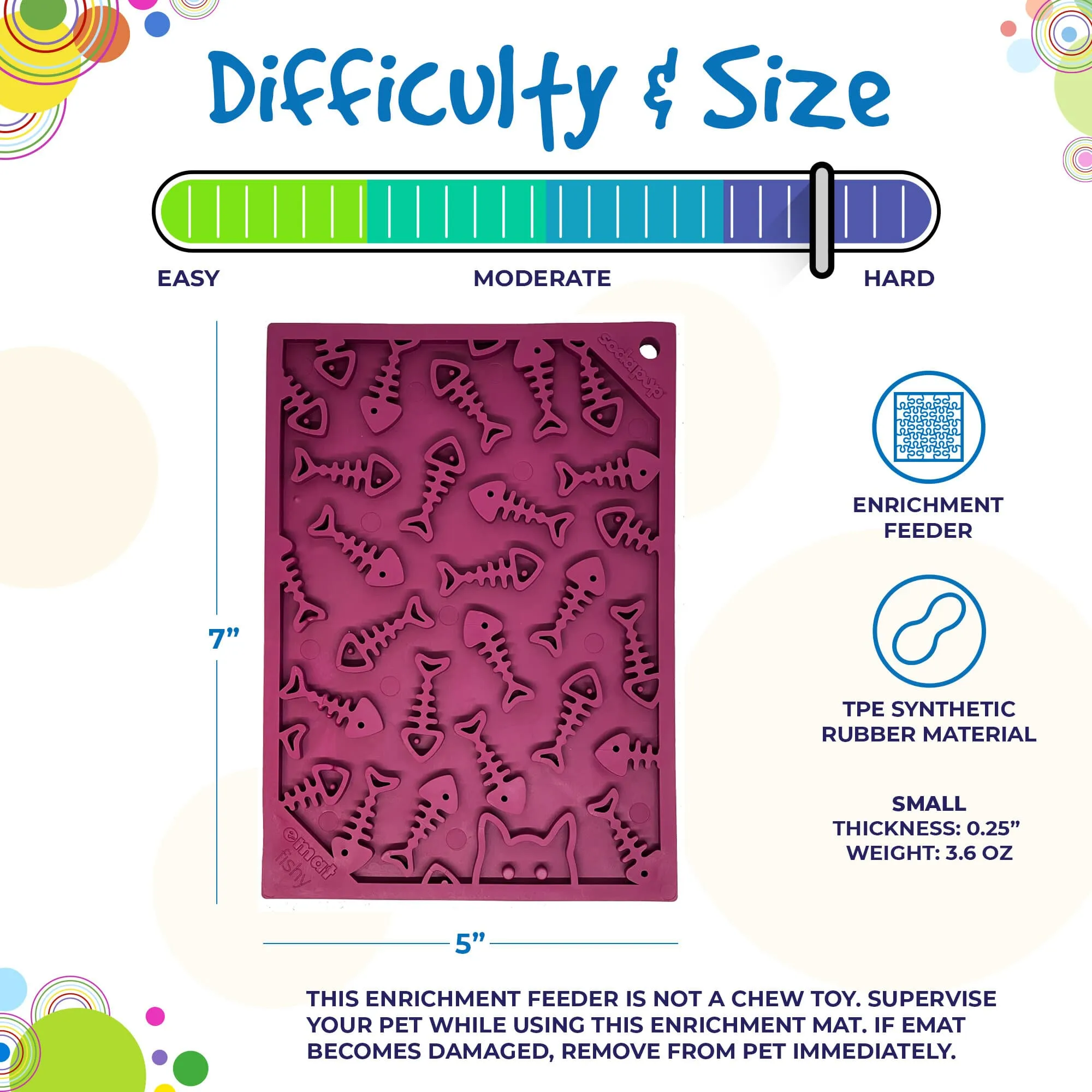 SodaPup Plum Fishy Design eMat Enrichment Lick Mat for Dogs & Cats