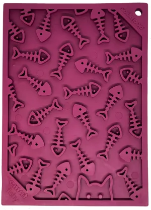 SodaPup Plum Fishy Design eMat Enrichment Lick Mat for Dogs & Cats cat bowl, elevated cat feeder