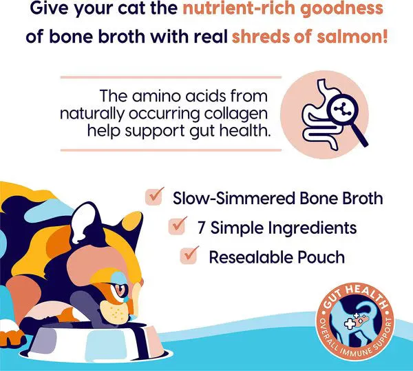 Solid Gold Bone Broth Salmon Shreds Grain-Free Wet Cat Food Topper