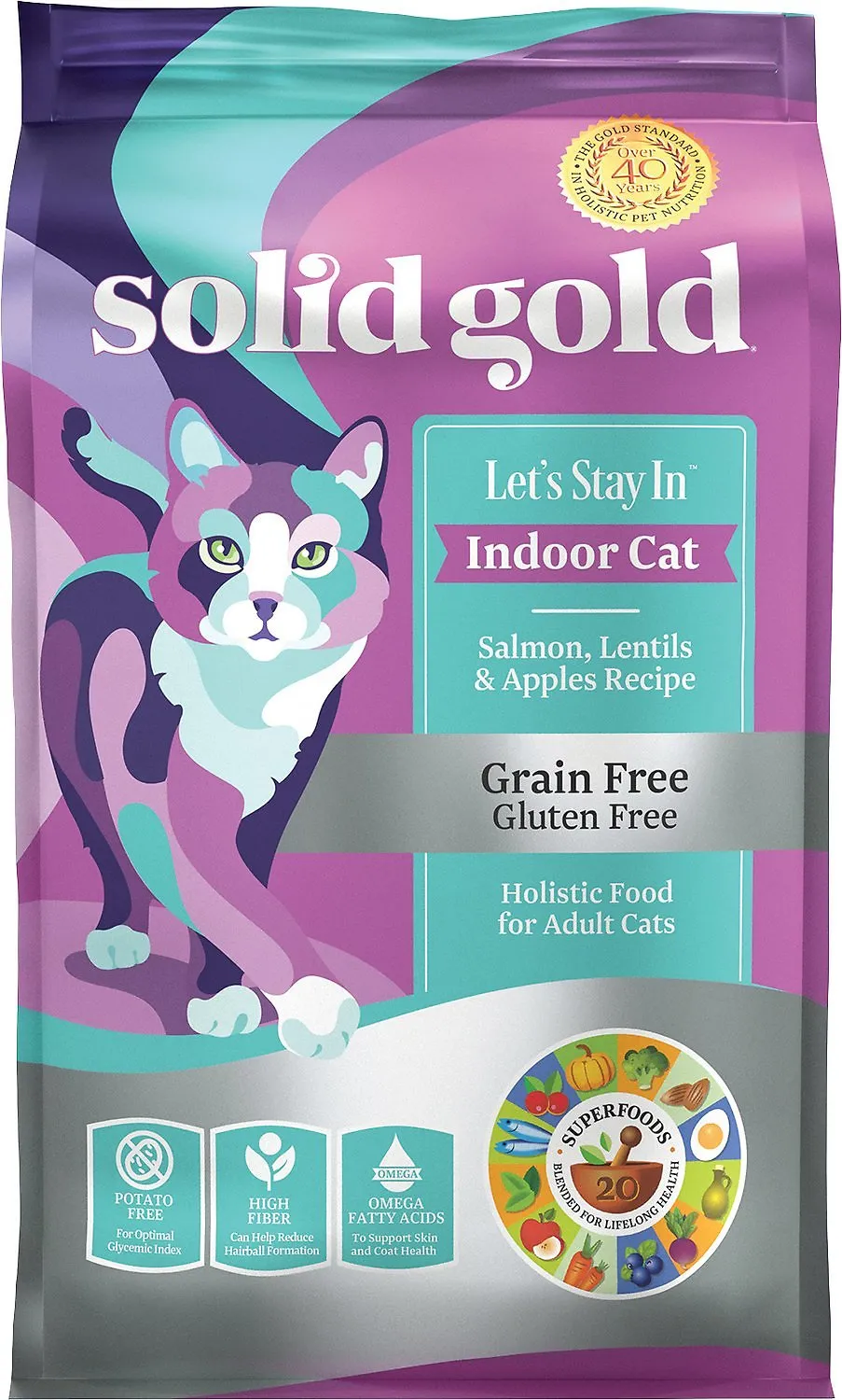 Solid Gold Lets Stay In Indoor Cat Salmon Lentils & Apples Recipe Dry Cat Food healthy cat food, premium dry cat food