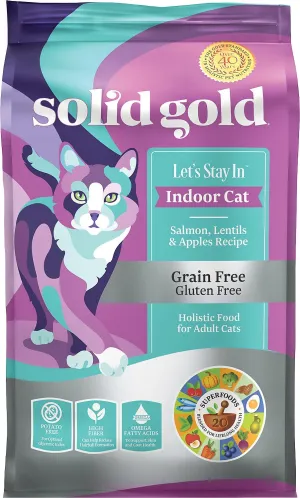 Solid Gold Lets Stay In Indoor Cat Salmon Lentils & Apples Recipe Dry Cat Food healthy cat food, premium dry cat food