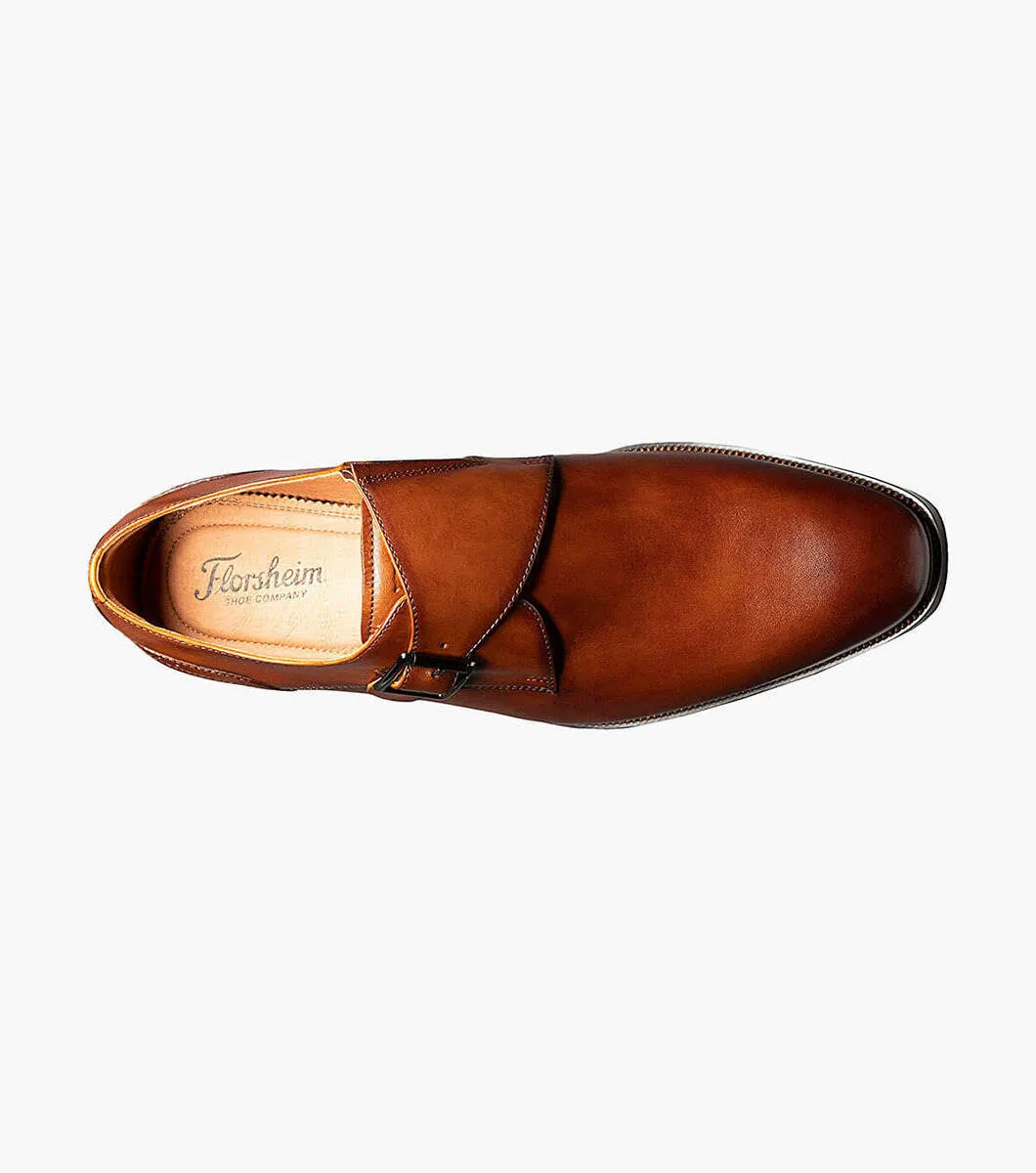 SORRENTO Plain Toe Single Monk Strap - Cognac
