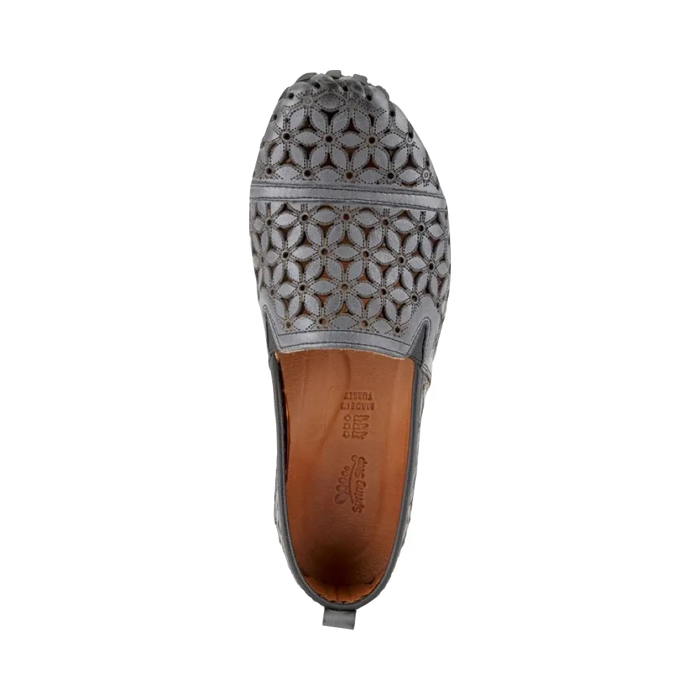 Spring Step Women's Flowerflow Slip On Flat in Charcoal