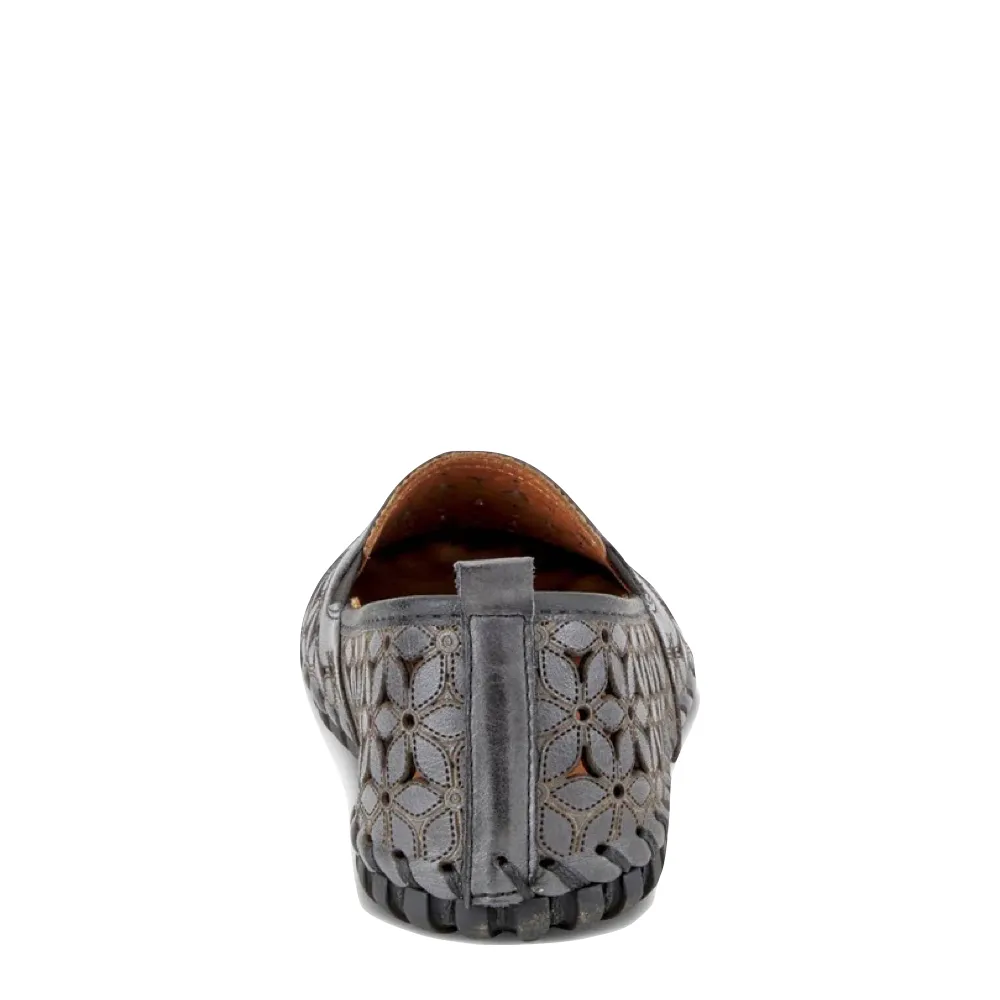 Spring Step Women's Flowerflow Slip On Flat in Charcoal