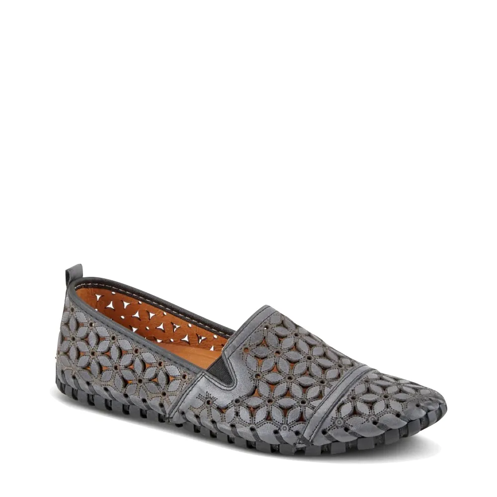 Spring Step Women's Flowerflow Slip On Flat in Charcoal