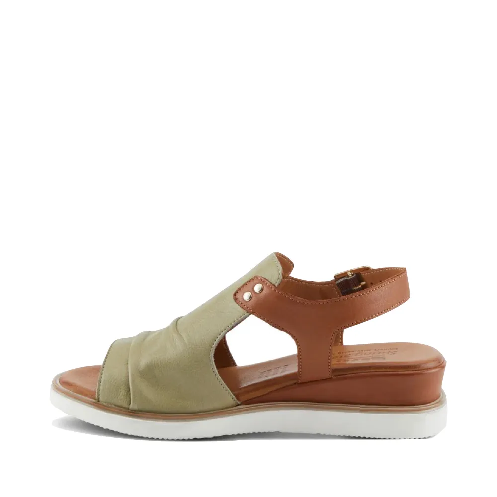 Spring Step Women's Locals Wedge Sandal in Olive Multi