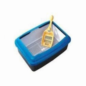 Square Cat Litter Box with Gridding without Scoop (ZA970) cat litter box,cat cage