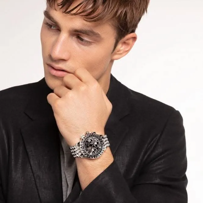 Stainless Steel Dial Black Statement Mens Watch WA0358-201-203