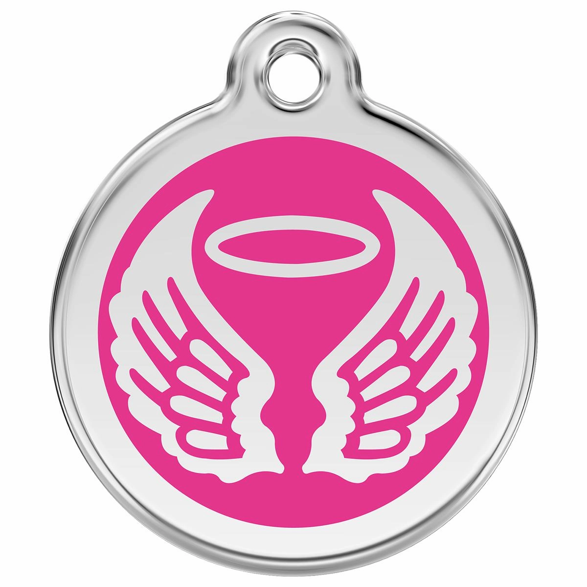 Stainless Steel And Enamel Angel Wings Hot Pink Dog ID Tag