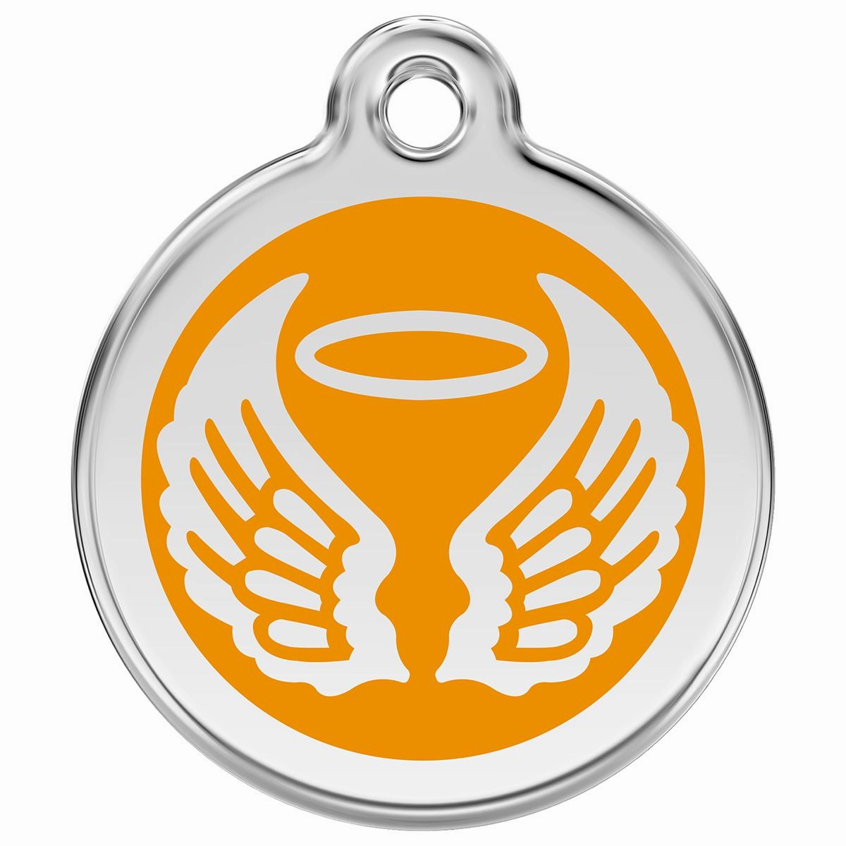 Stainless Steel And Enamel Angel Wings Orange Dog ID Tag