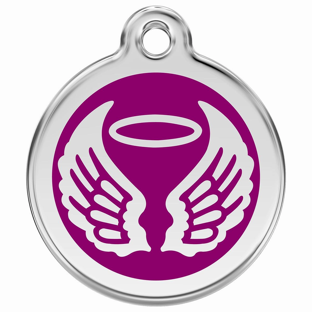 Stainless Steel And Enamel Angel Wings Purple Dog ID Tag