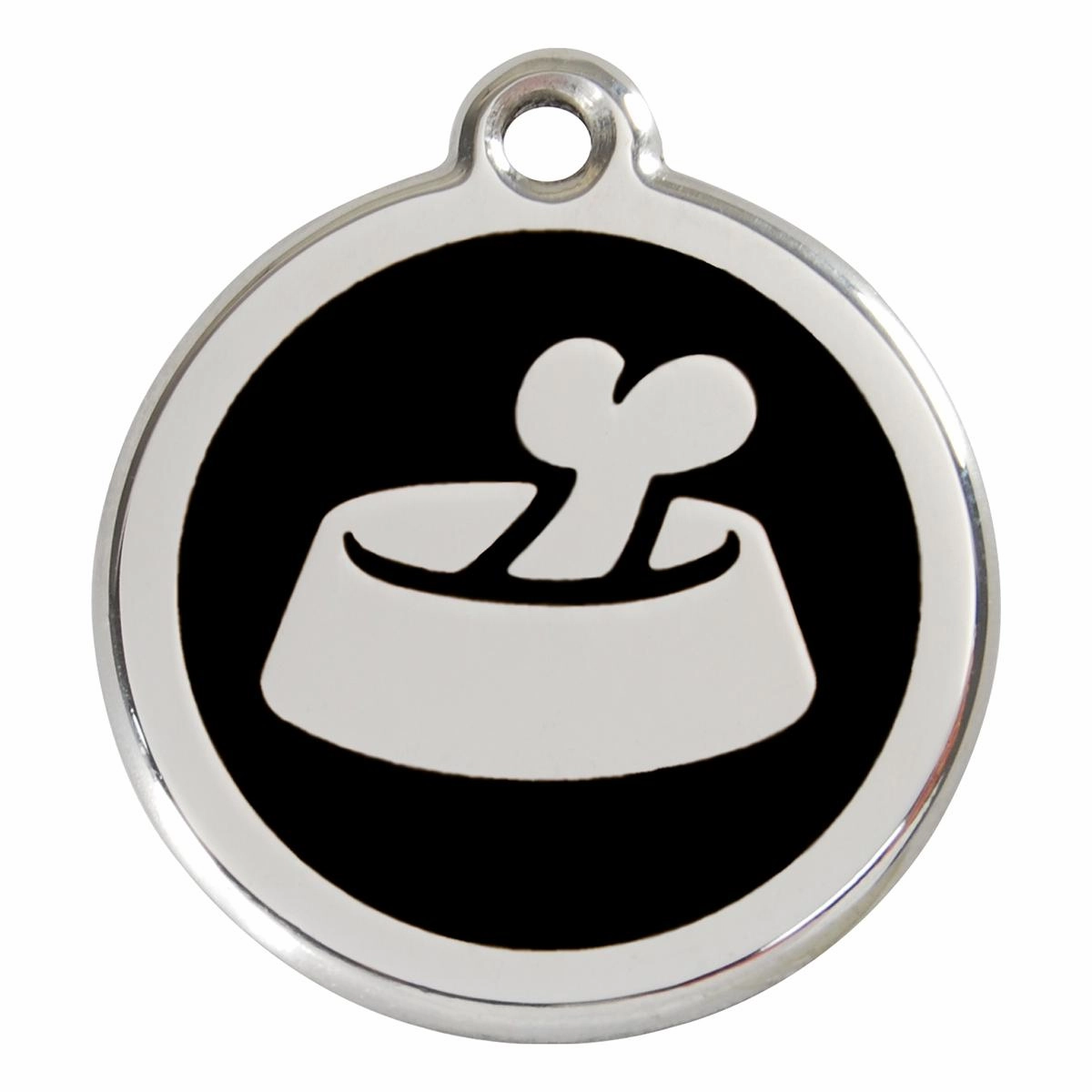 Stainless Steel And Enamel Bone In Bowl Black Dog ID Tag