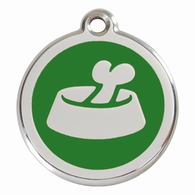 Stainless Steel And Enamel Bone In Bowl Green Dog ID Tag