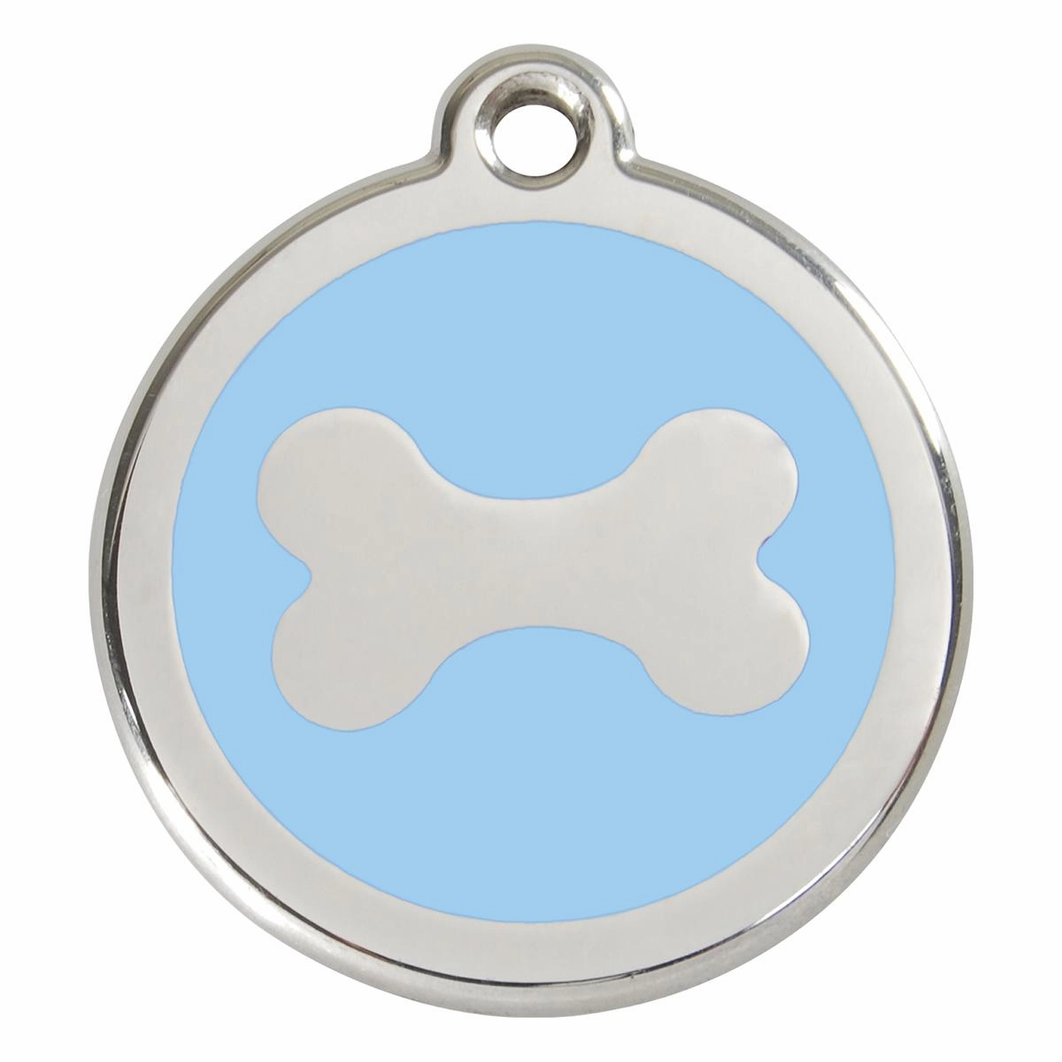 Stainless Steel And Enamel Bone Light Blue Dog ID Tag