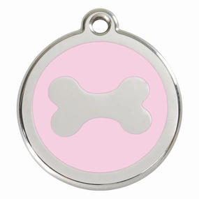 Stainless Steel And Enamel Bone Pink Dog ID Tag