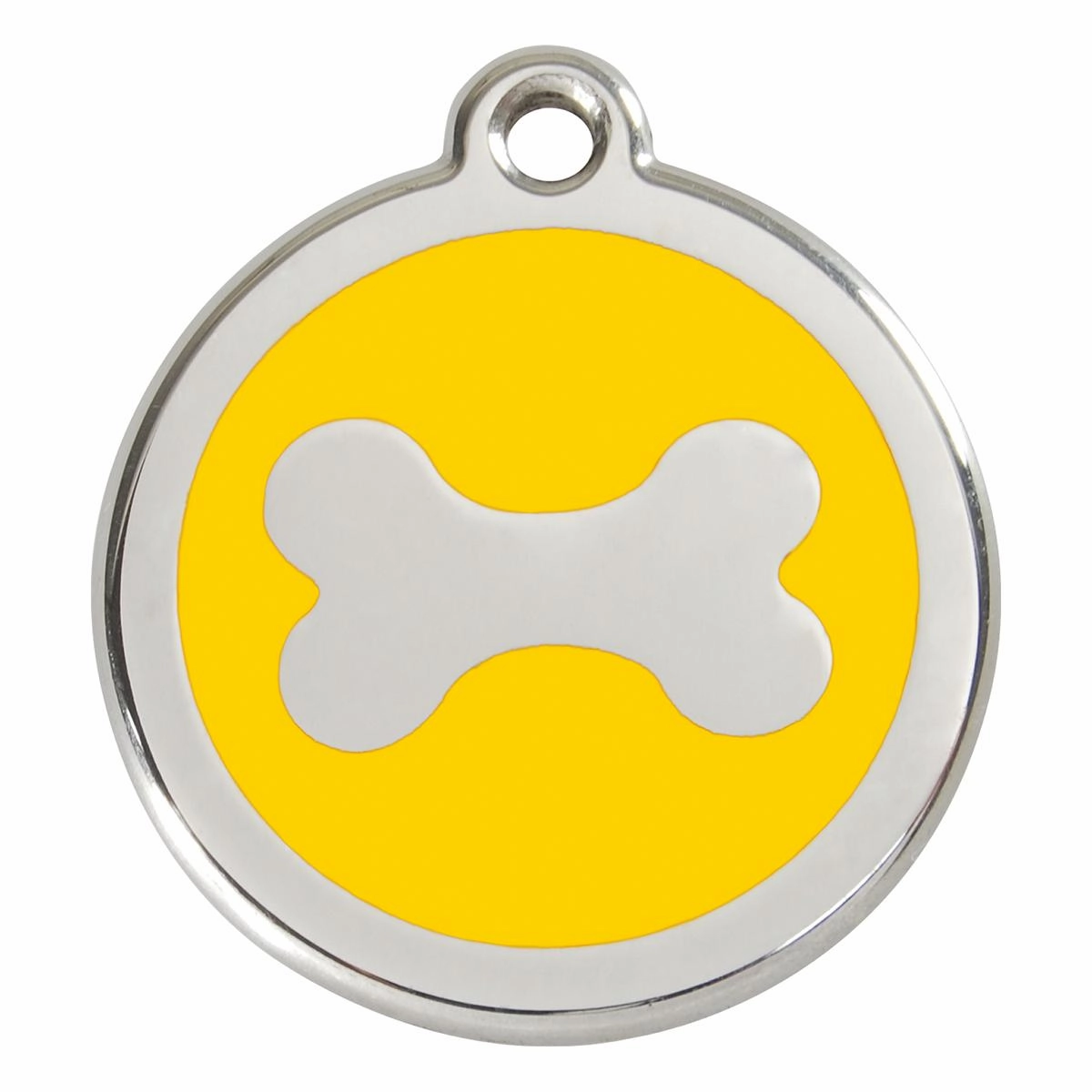 Stainless Steel And Enamel Bone Yellow Dog ID Tag