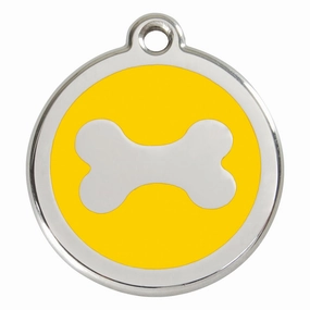 Stainless Steel And Enamel Bone Yellow Dog ID Tag