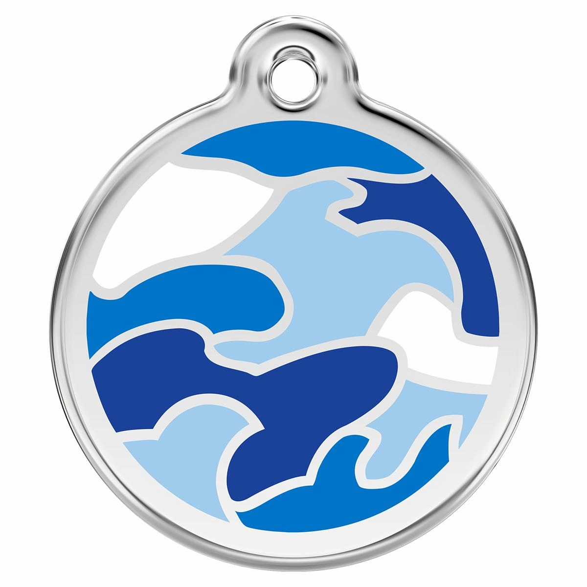 Stainless Steel And Enamel Camo Blue Dog ID Tag