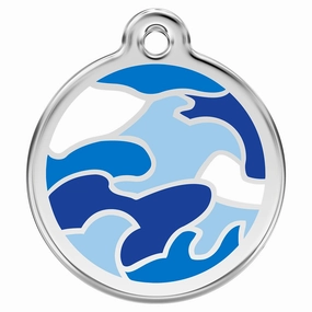 Stainless Steel And Enamel Camo Blue Dog ID Tag
