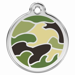 Stainless Steel And Enamel Camo Green Dog ID Tag