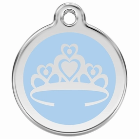 Stainless Steel And Enamel Crown Light Blue Dog ID Tag