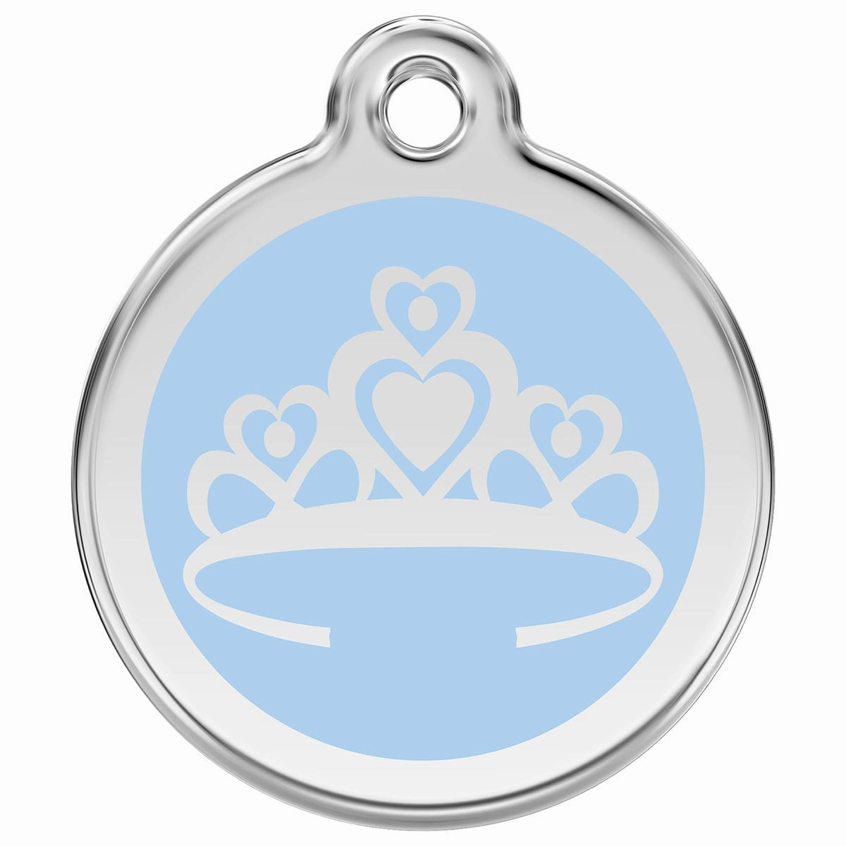 Stainless Steel And Enamel Crown Light Blue Dog ID Tag
