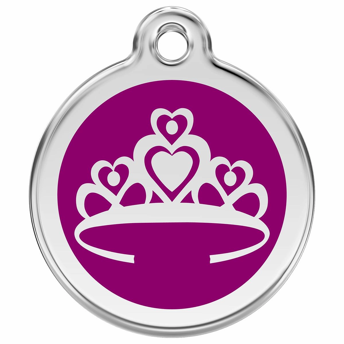 Stainless Steel And Enamel Crown Purple Dog ID Tag