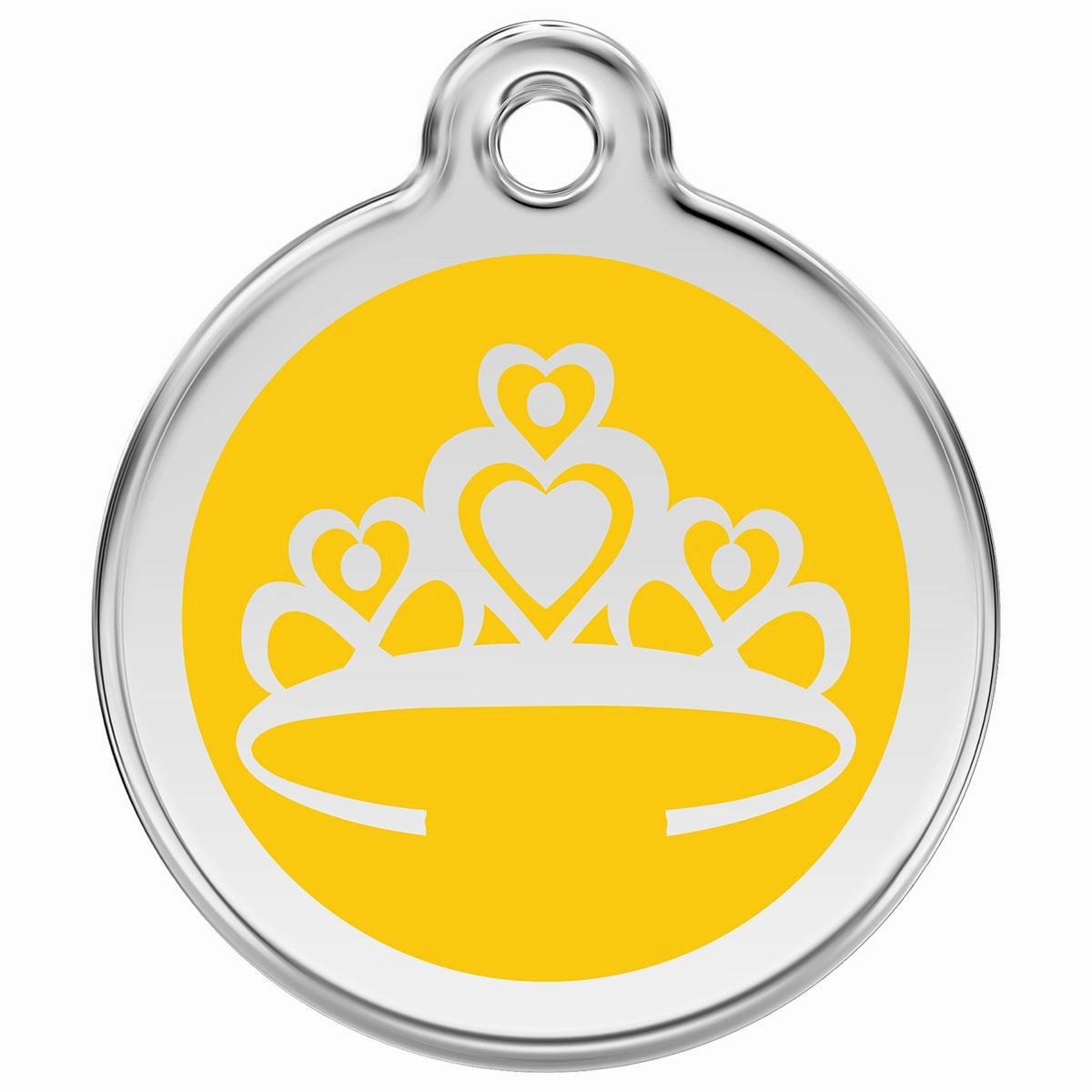Stainless Steel And Enamel Crown Yellow Dog ID Tag