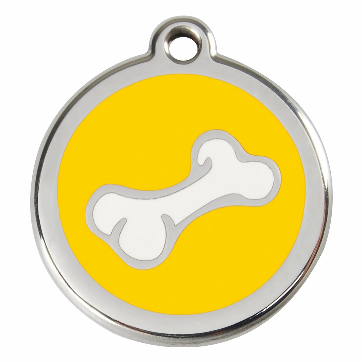 Stainless Steel And Enamel Diagonal Bone Yellow Dog ID Tag
