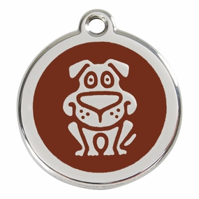Stainless Steel And Enamel Dog Brown Dog ID Tag