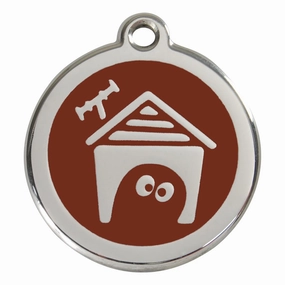 Stainless Steel And Enamel Dog House Brown Dog ID Tag