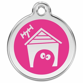 Stainless Steel And Enamel Dog House Hot Pink Dog ID Tag