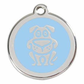 Stainless Steel And Enamel Dog Light Blue Dog ID Tag