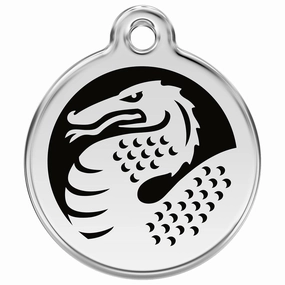 Stainless Steel And Enamel Dragon Black Dog ID Tag
