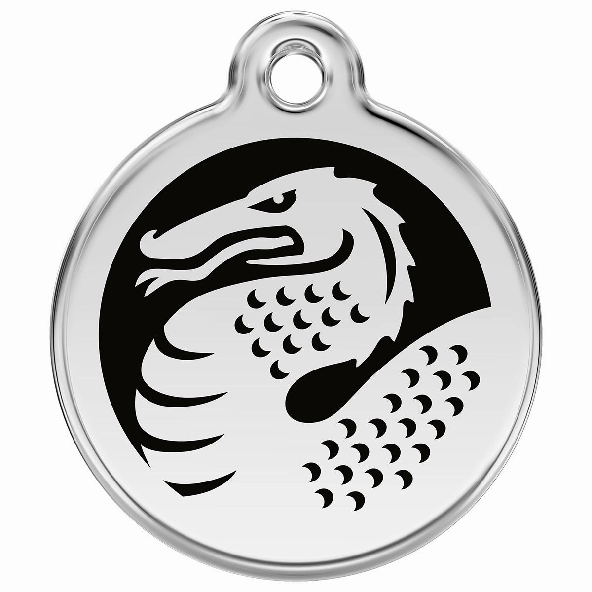 Stainless Steel And Enamel Dragon Black Dog ID Tag