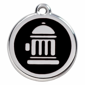 Stainless Steel And Enamel Fire Hydrant Black Dog ID Tag