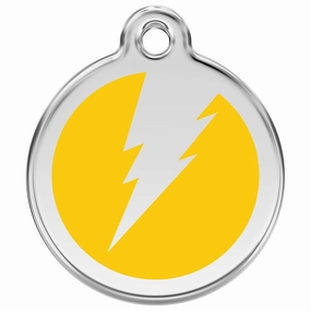 Stainless Steel And Enamel Flash Yellow Dog ID Tag