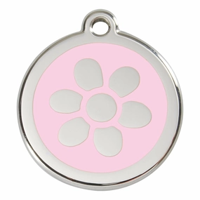Stainless Steel And Enamel Flower Pink Dog ID Tag