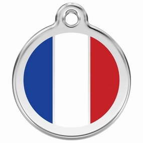 Stainless Steel And Enamel French Flag Dog ID Tag