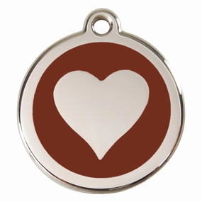 Stainless Steel And Enamel Heart Brown Dog ID Tag