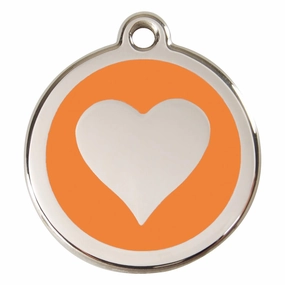 Stainless Steel And Enamel Heart Orange Dog ID Tag