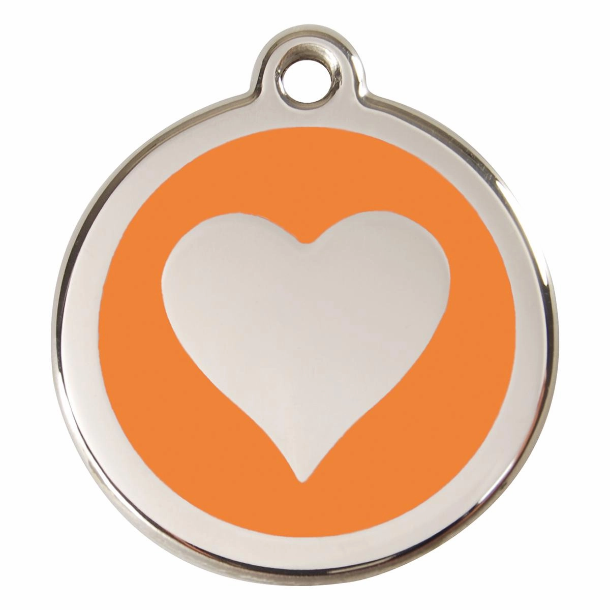 Stainless Steel And Enamel Heart Orange Dog ID Tag