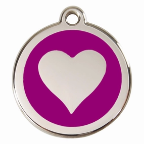 Stainless Steel And Enamel Heart Purple Dog ID Tag