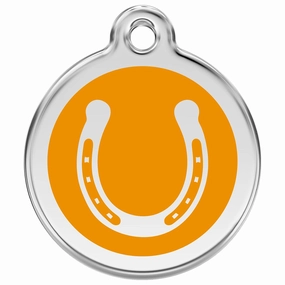 Stainless Steel And Enamel Horseshoe Orange Dog ID Tag
