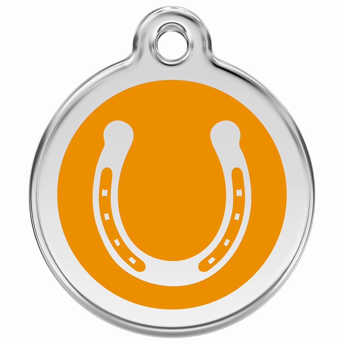 Stainless Steel And Enamel Horseshoe Orange Dog ID Tag