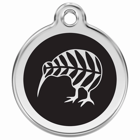 Stainless Steel And Enamel Kiwi Black Dog ID Tag