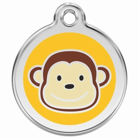Stainless Steel And Enamel Monkey Dog ID Tag