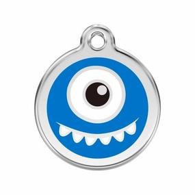 Stainless Steel And Enamel Monster Blue Dog ID Tag