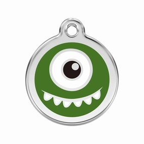Stainless Steel And Enamel Monster Green Dog ID Tag